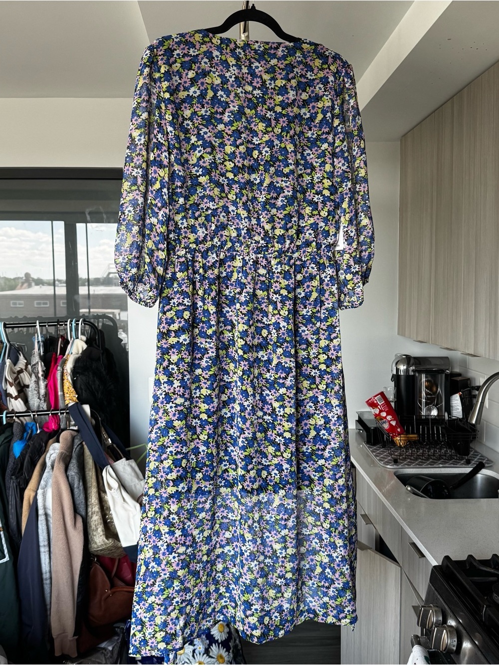 Saint + Sofia Portland Blue Floral Midi Dress Size 10 New With Tags - Picture 8 of 10